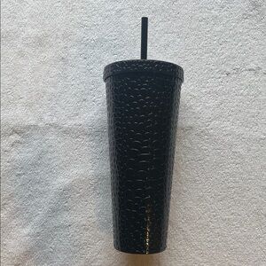Mainstay Black Textured Travel Tumbler with Straw